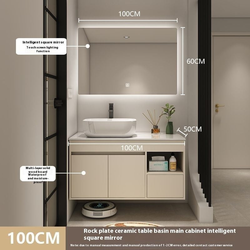 QW- Bilik Mandi Pintar, Kabinet Penyimpanan Bilik Mandi Cermin, Set Besen 