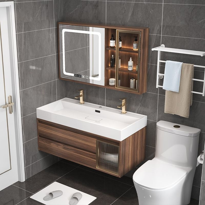 QW- Smart Mirror Real Wood Storage Cabinet in the Bathroom, Bathroom Sink Set