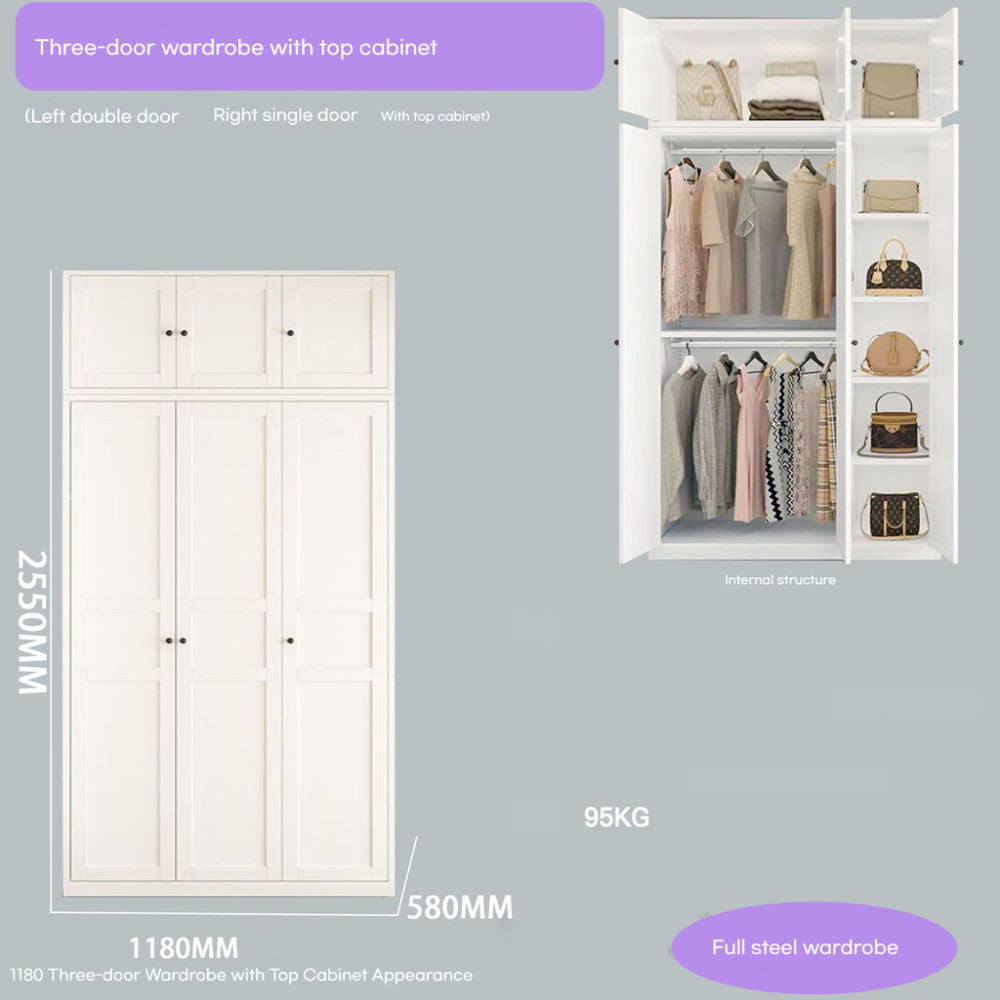 Closet, wrought iron home bedroom storage, European style cream color, wardrobe, children's wardrobe