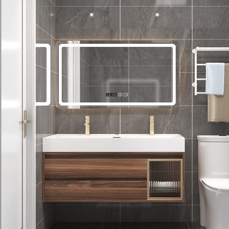 QW- Smart Mirror Real Wood Storage Cabinet in the Bathroom, Bathroom Sink Set