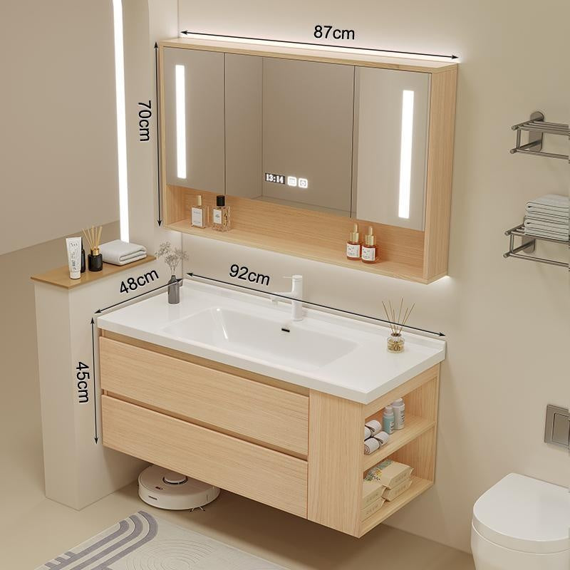 QW- Solid Wood Storage Smart Mirror Cabinet Bathroom Sink Set
