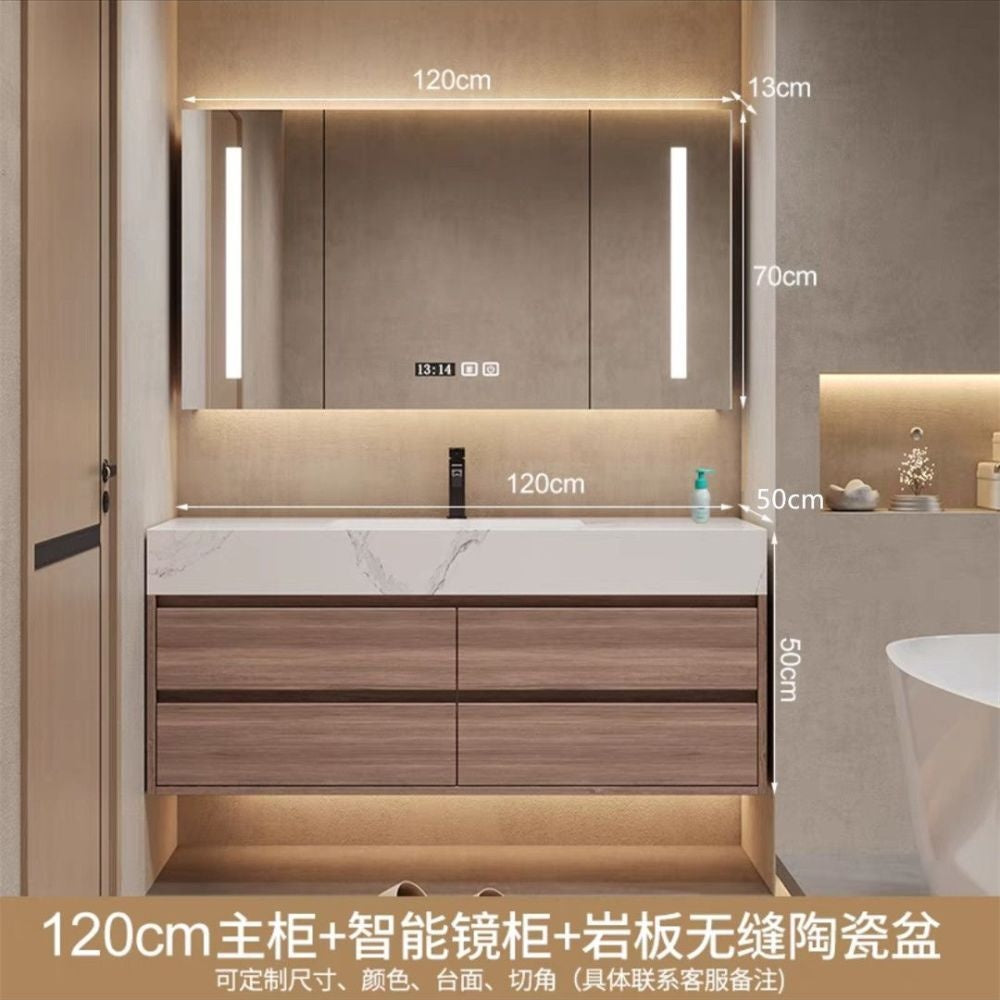 QW- High-quality storage made of real wood for smart mirror cabinet in the bathroom, bathroom sink.