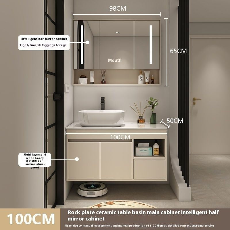 QW- Bilik Mandi Pintar, Kabinet Penyimpanan Bilik Mandi Cermin, Set Besen 