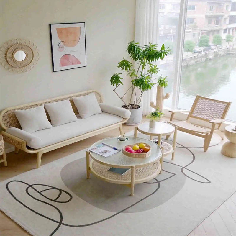 Sofa Rajutan Kayu Padu Perancis Ruang Tamu Malas Rotan Kerusi Santai Dalaman Kecil Kreatif