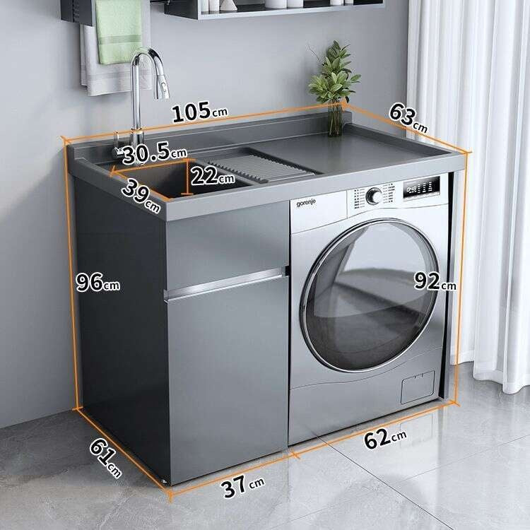 QW- Stainless Steel Storage Cabinet Bathroom Sink Washing Machine Counter