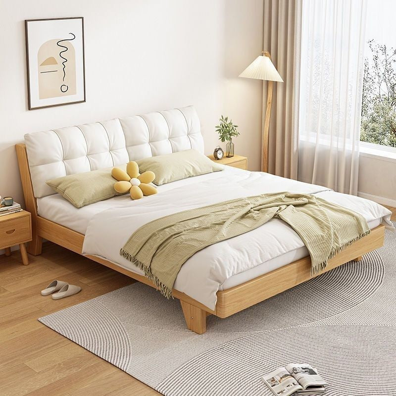 Nordic Solid Wood Full Single 1m x2m Cream Wind Big Bedroom Modern Soft Pack Small Double Bed