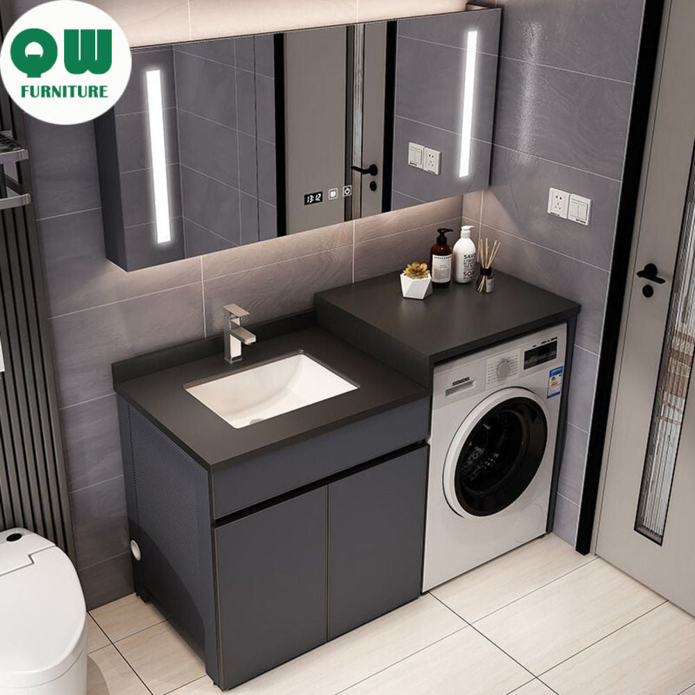 QW- Aluminum Storage Cabinet Bathroom Sink Set Washing Machine Table
