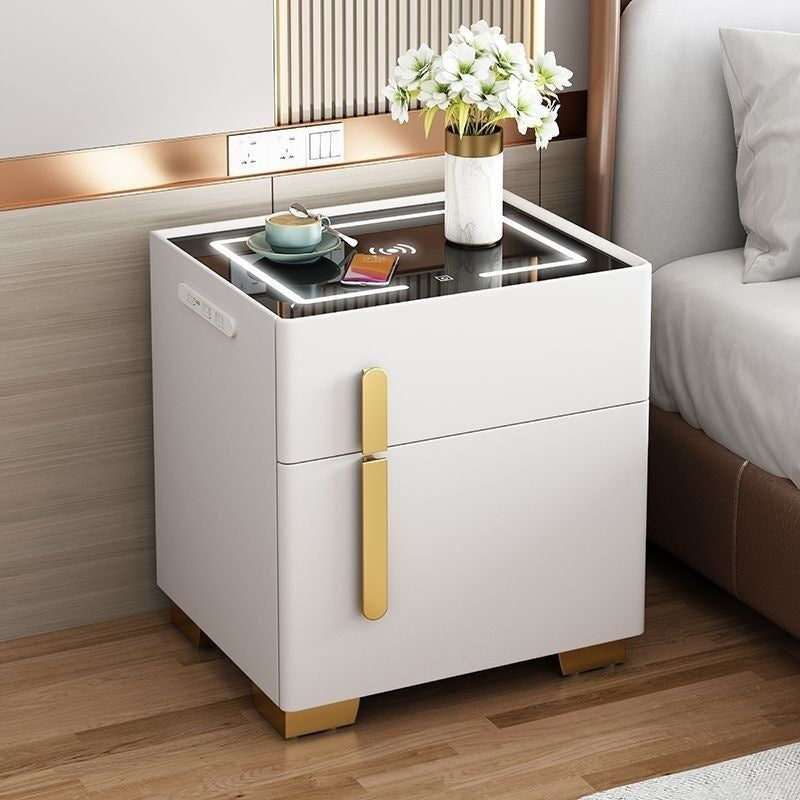 Bedside smart bedside table safe modern simple solid wood one-piece