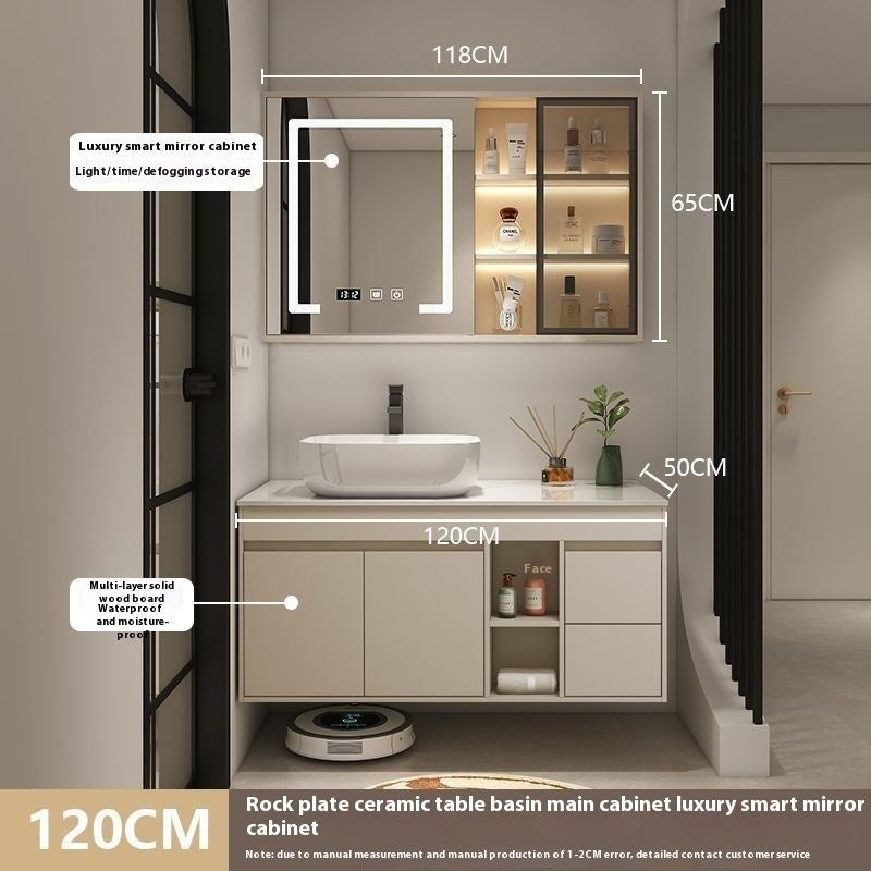 QW- Bilik Mandi Pintar, Kabinet Penyimpanan Bilik Mandi Cermin, Set Besen 