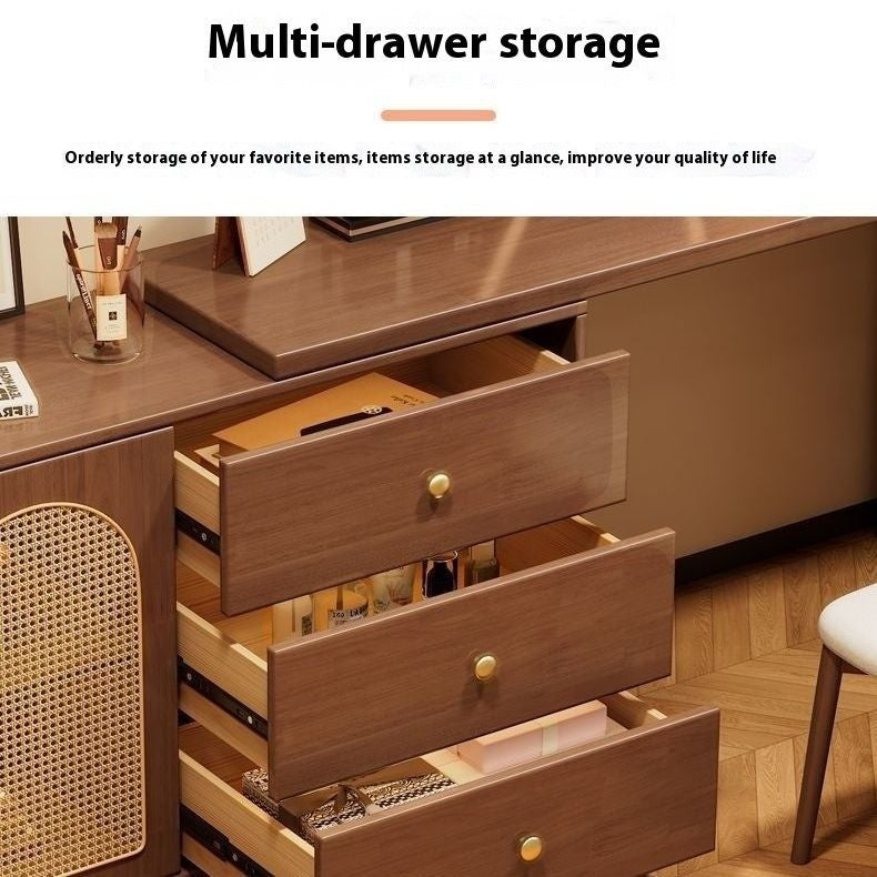 Solid Wood Mirror One Cabinet, Modern Bedside Table, Dressing Table