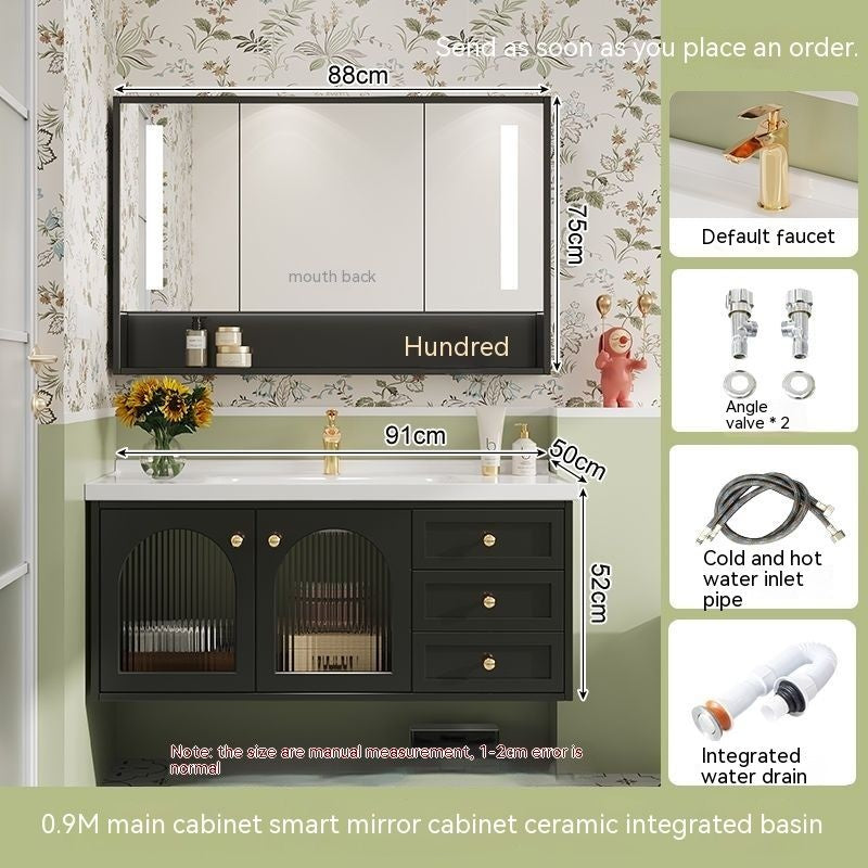 QW- Sink Smart Bathroom Mirror Cabinet Storage cabinet made of real wood in the bathroom