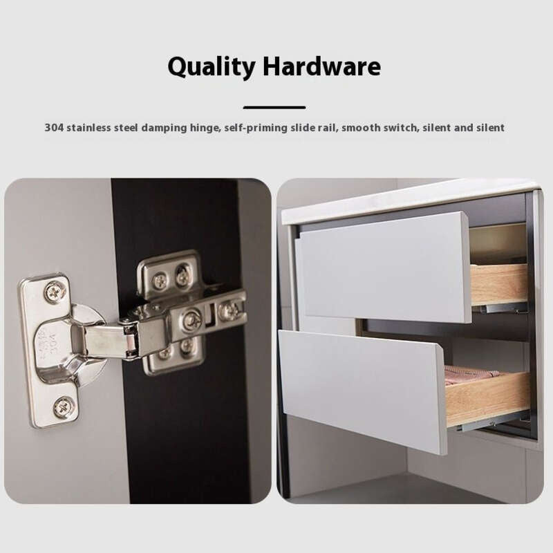Kabinet Penyimpanan Kayu Oak QW- Set Singki Cermin Pintar di Bilik Mandi 