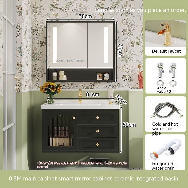 QW- Sink Smart Bathroom Mirror Cabinet Storage cabinet made of real wood in the bathroom