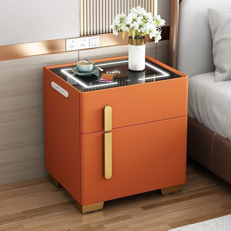 Bedside smart bedside table safe modern simple solid wood one-piece