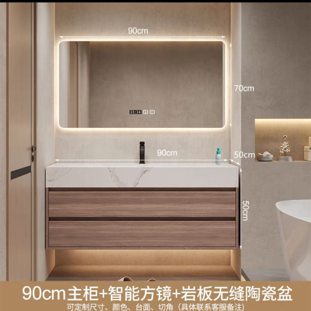 QW- High-quality storage made of real wood for smart mirror cabinet in the bathroom, bathroom sink.