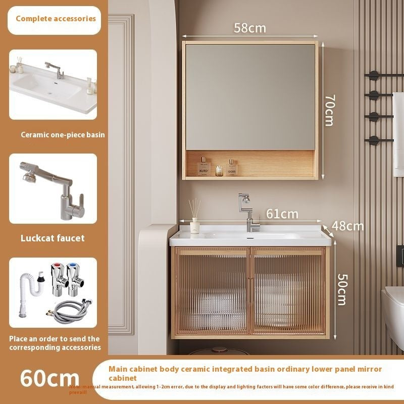 QW- Solid Wood Storage Smart Mirror Cabinet Bathroom Sink Set