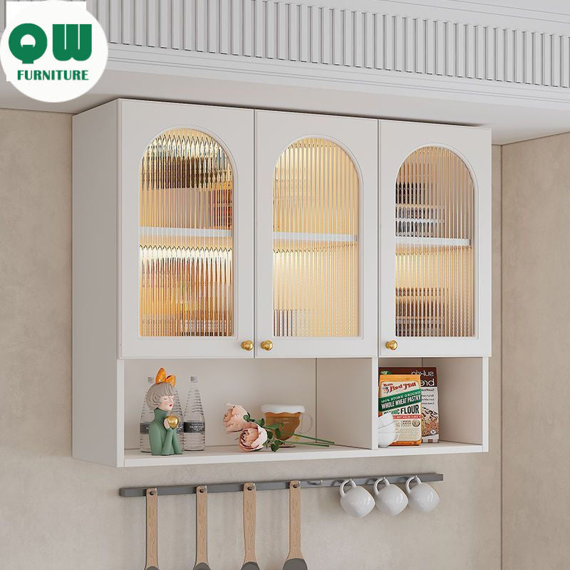 QW- Massif Wooden Kitchen Hanging French Style Wall Mounted Storage Cabinet