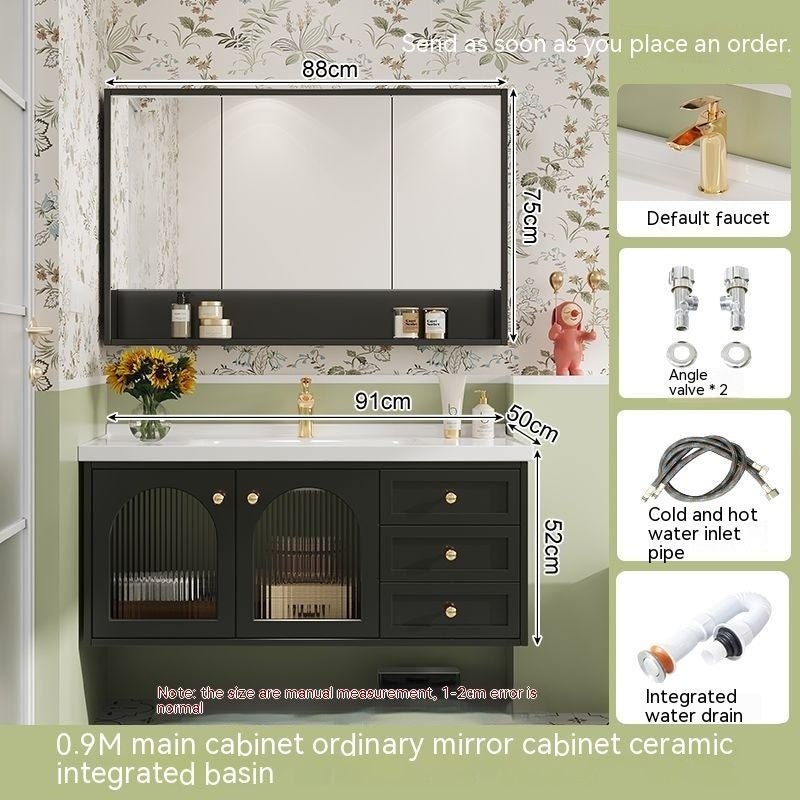 QW- Sink Smart Bathroom Mirror Cabinet Storage cabinet made of real wood in the bathroom