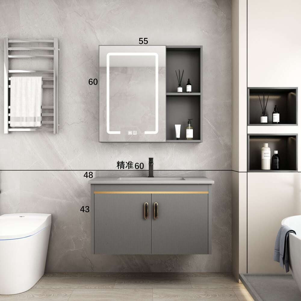 Kabinet Penyimpanan Aluminium QW- Cermin Pintar di Bilik Mandi, Singki Bilik Mandi 