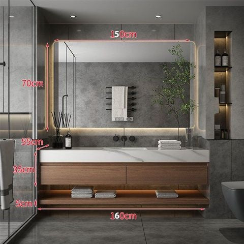 QW- Custom-made Bathroom storage made from real wood, bathroom sink set, and smart mirror cabinet in the bathroom.