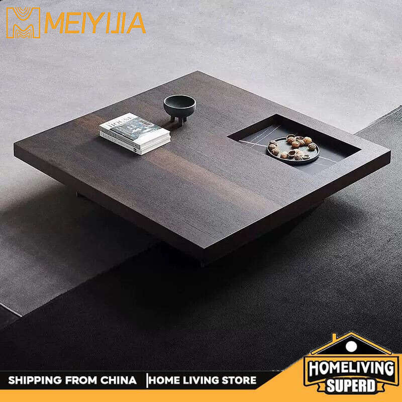 Meja kopi ringkas untuk ruang tamu Meja Teh Kayu Asap Segi Empat Kreatif