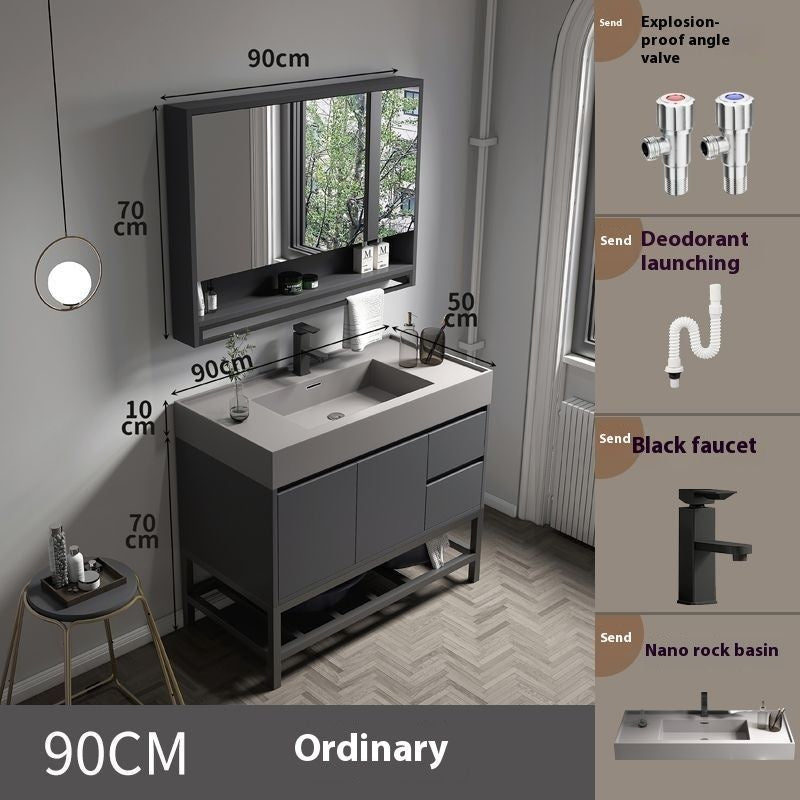 QW- Solid Wood Storage Smart Mirror Cabinet for Bathroom, Bathroom Washbasin