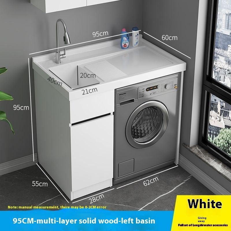 QW- Genuine Wooden Storage Cabinet Bathroom Sink Set Washing Machine Table