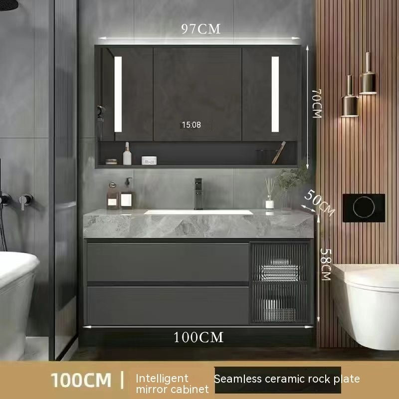 Kabinet Kaca Pintar Penyimpanan Bilik Mandi QW- Rockboard Sinki 