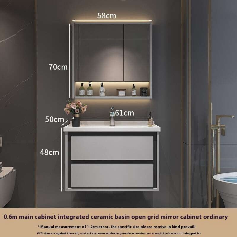 Kabinet Penyimpanan Kayu Oak QW- Set Singki Cermin Pintar di Bilik Mandi 