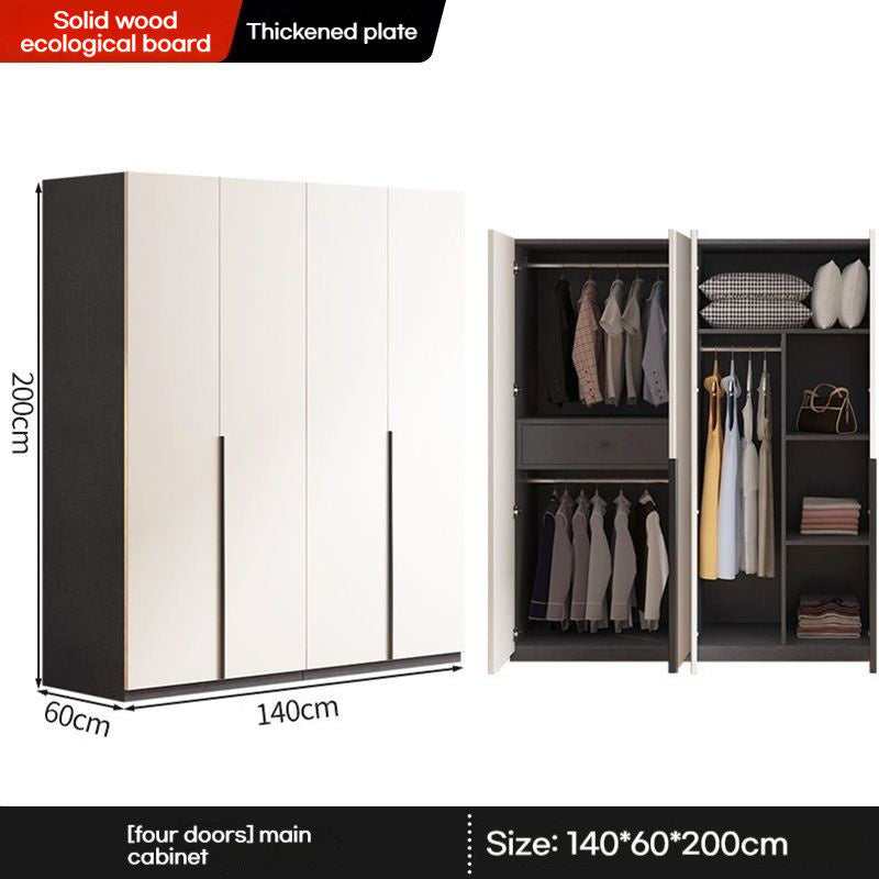 Lightweight Luxury Solid Wood Home Bedroom Thick Ecoboard Large Combination Wardrobe