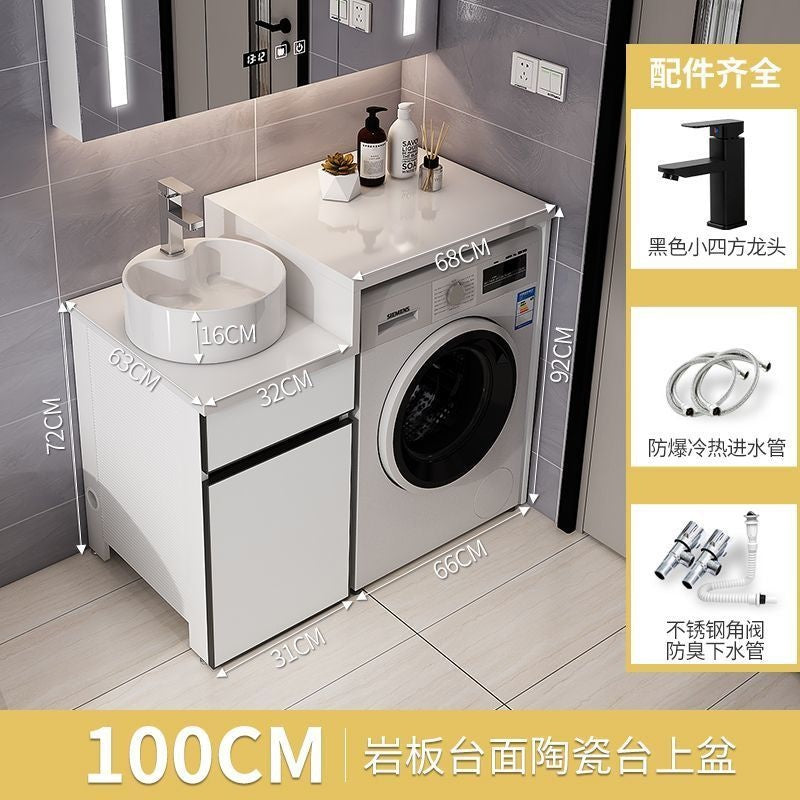 Set Kabinet Bilik Mandi Aluminium QW- dengan Sinki dan Mesin Basuh Atas Kaunter 