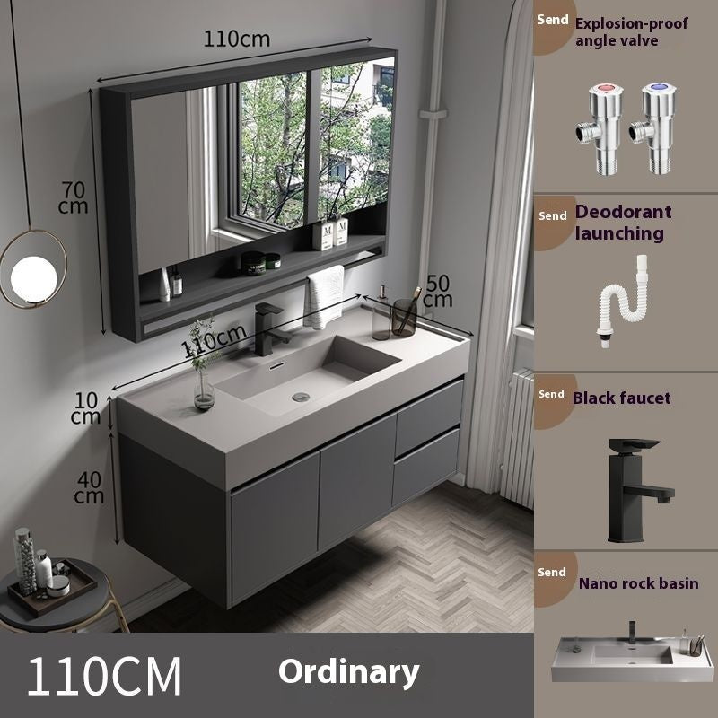 QW- Solid Wood Storage Smart Mirror Cabinet for Bathroom, Bathroom Washbasin