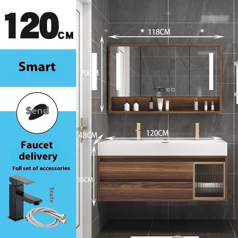 QW- Smart Mirror Real Wood Storage Cabinet in the Bathroom, Bathroom Sink Set