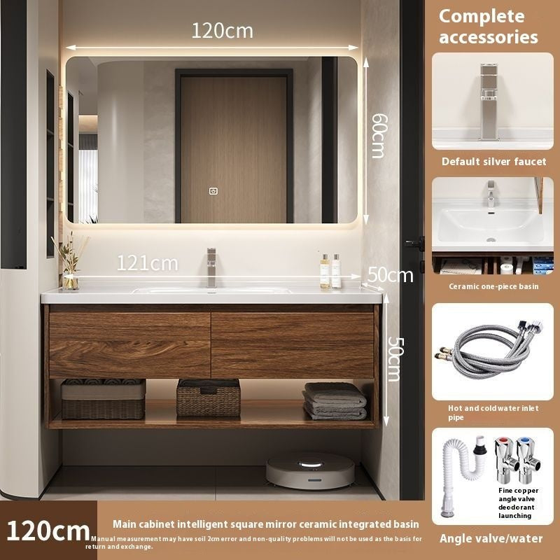 QW- Hua To wood cabinet Smart mirror in the bathroom Bathroom sink set