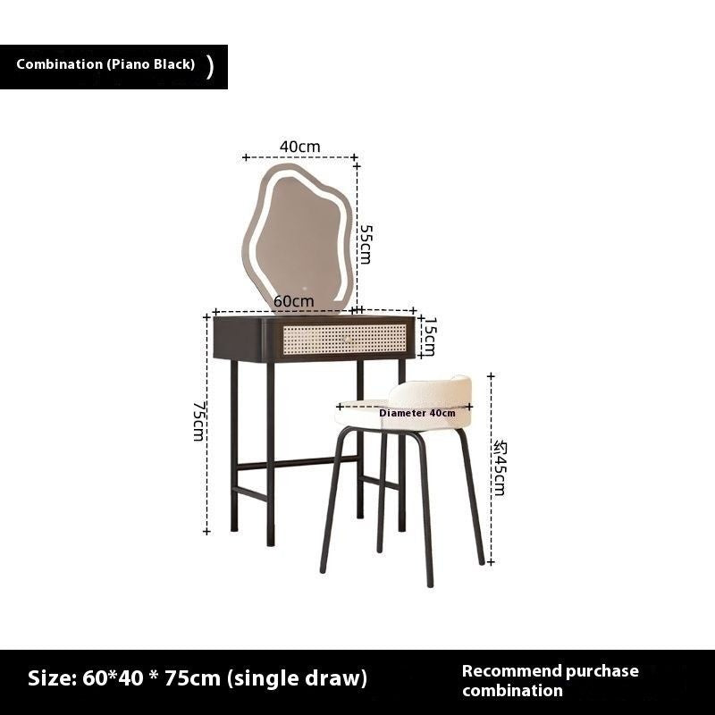 Cream Wind Simple Modern Glass Iron Art Large Bedroom Dressing Table