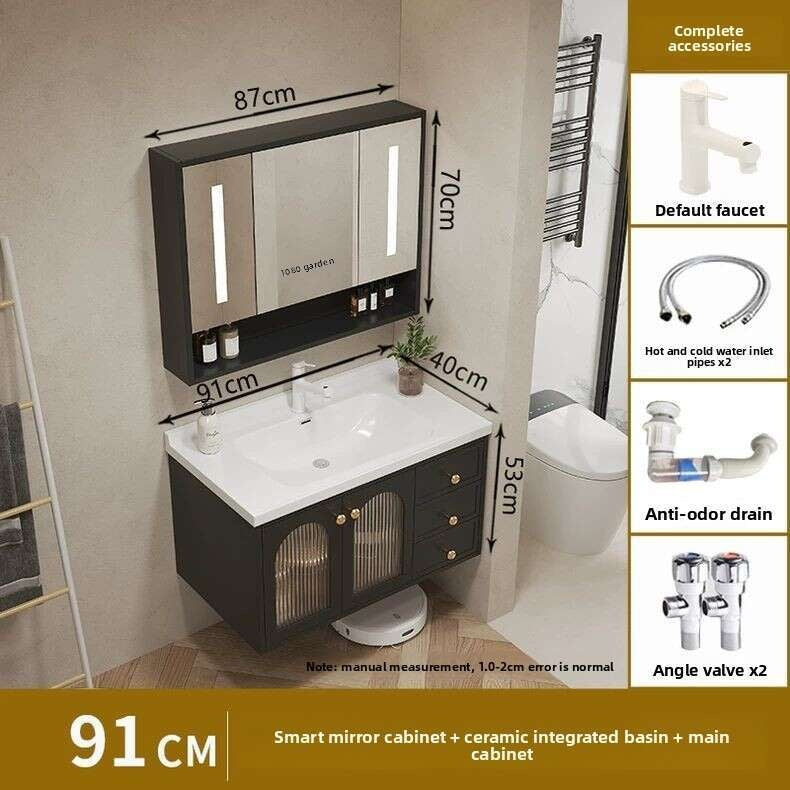 QW- Kabinet kaca pintar untuk storan bilik mandi, lebar 40 cm.