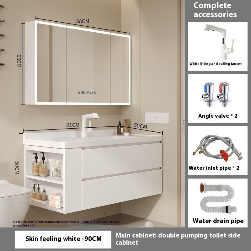 QW- Solid Wood Storage Smart Mirror Cabinet Bathroom Sink Set