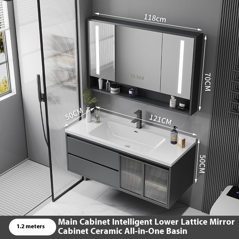 QW- Solid Wood Storage Smart Mirror Cabinet Bathroom Sink Set