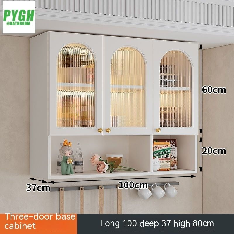 QW- Massif Wooden Kitchen Hanging French Style Wall Mounted Storage Cabinet