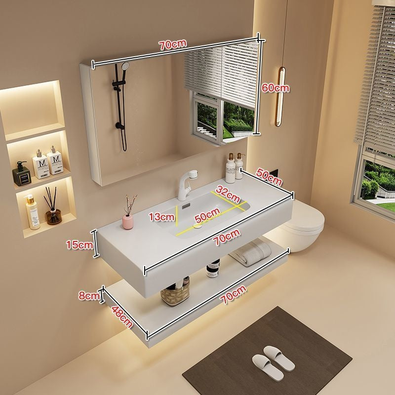 QW- Stone Sink Smart Mirror in the Bathroom Storage Cabinet