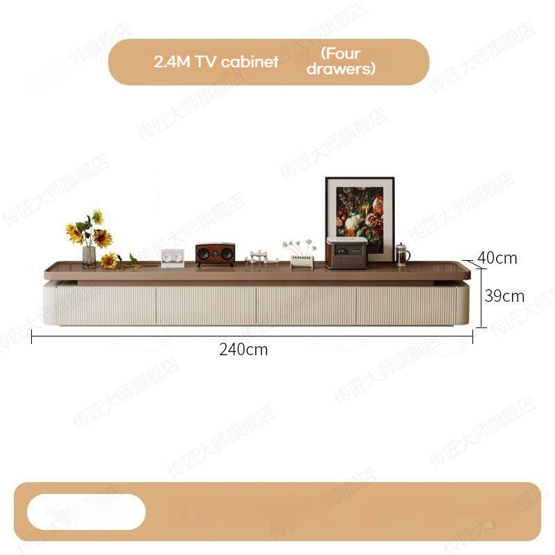 Modern Simple Living Room with Storage Drawer Coffee Table TV Cabinet Combo Set