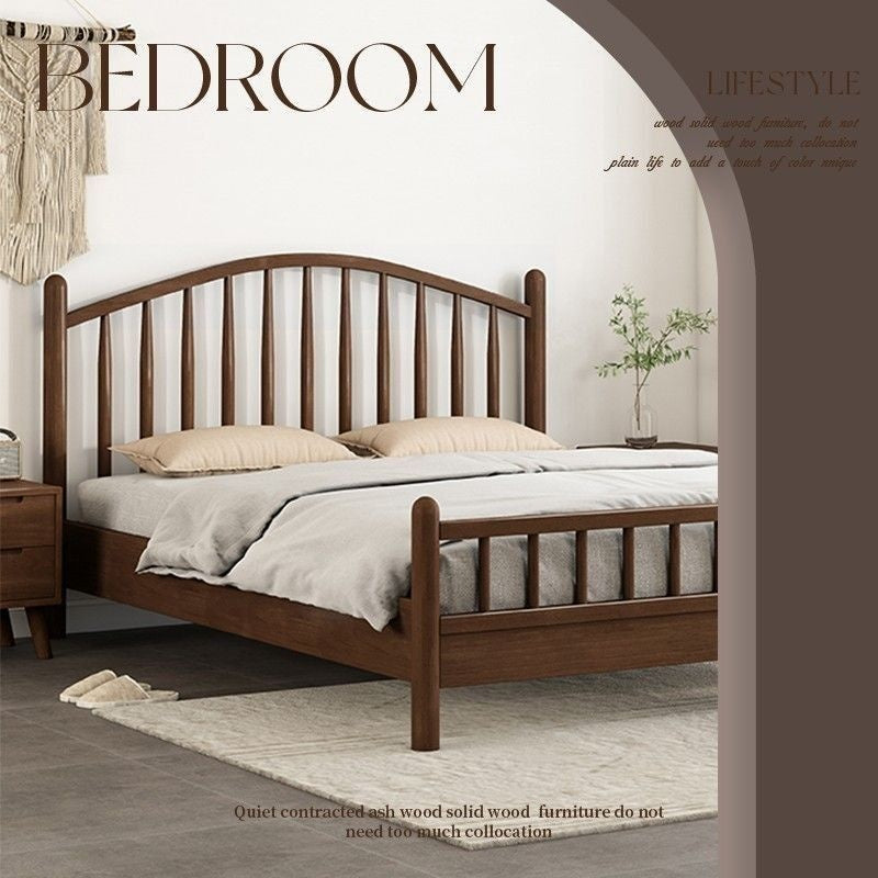 Nordic solid wood Japanese modern simple double 1.8 single 1.2 meters princess style bed