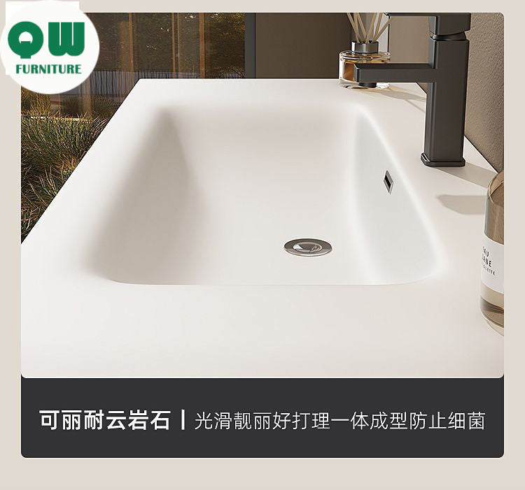 QW- Washbasin with Smart Mirror Bathroom, Real Wood Storage Cabinet in the Bathroom