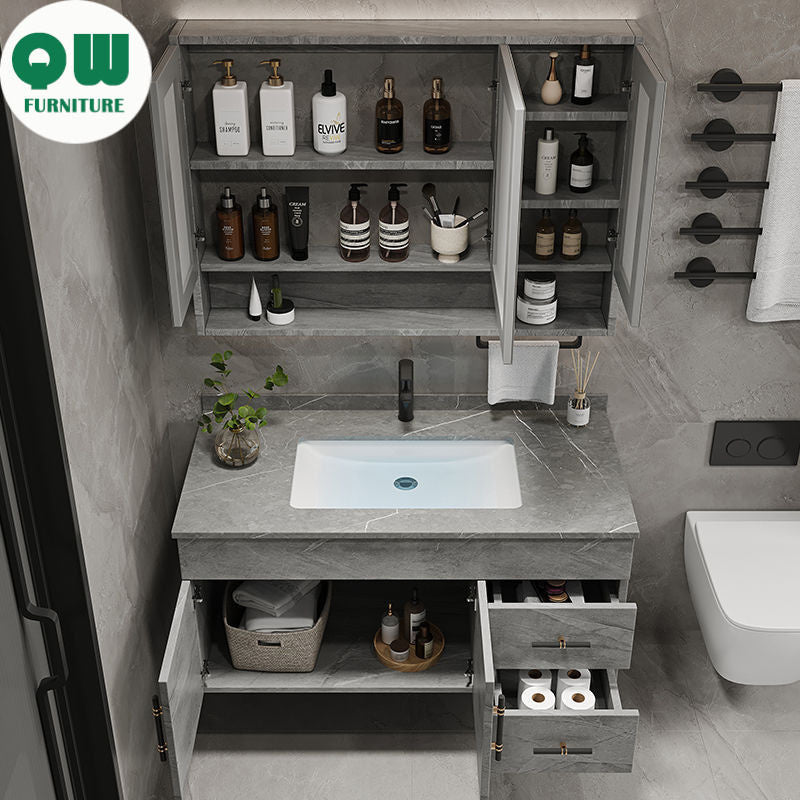 QW- Storage Made of Real Wood Smart Mirror Cabinet in the Bathroom, Bathroom Sink