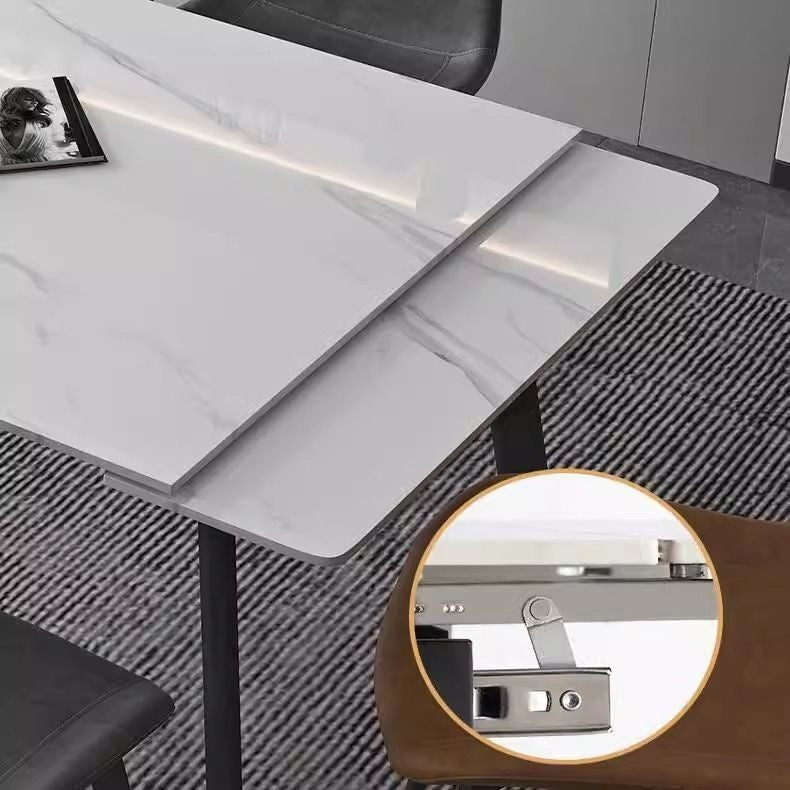 Small Italian Marble Dining Table Extendable Rectangular Elegant Modern For Home Durable