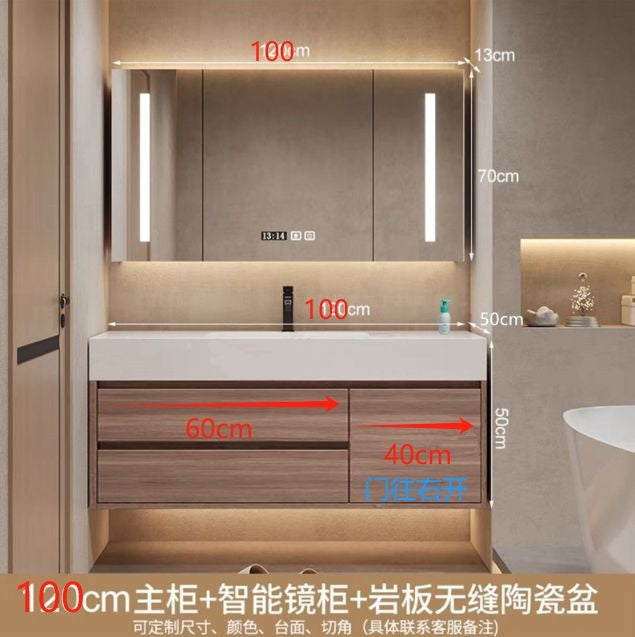 QW- High-quality storage made of real wood for smart mirror cabinet in the bathroom, bathroom sink.