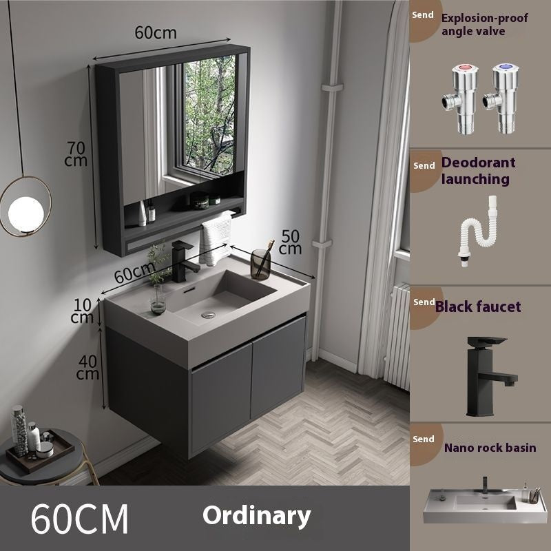 QW- Solid Wood Storage Smart Mirror Cabinet for Bathroom, Bathroom Washbasin