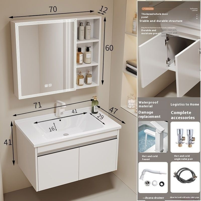 QW- alloy Aluminum makes a storage cabinet for the bathroom, mirror cabinet, and sink set.