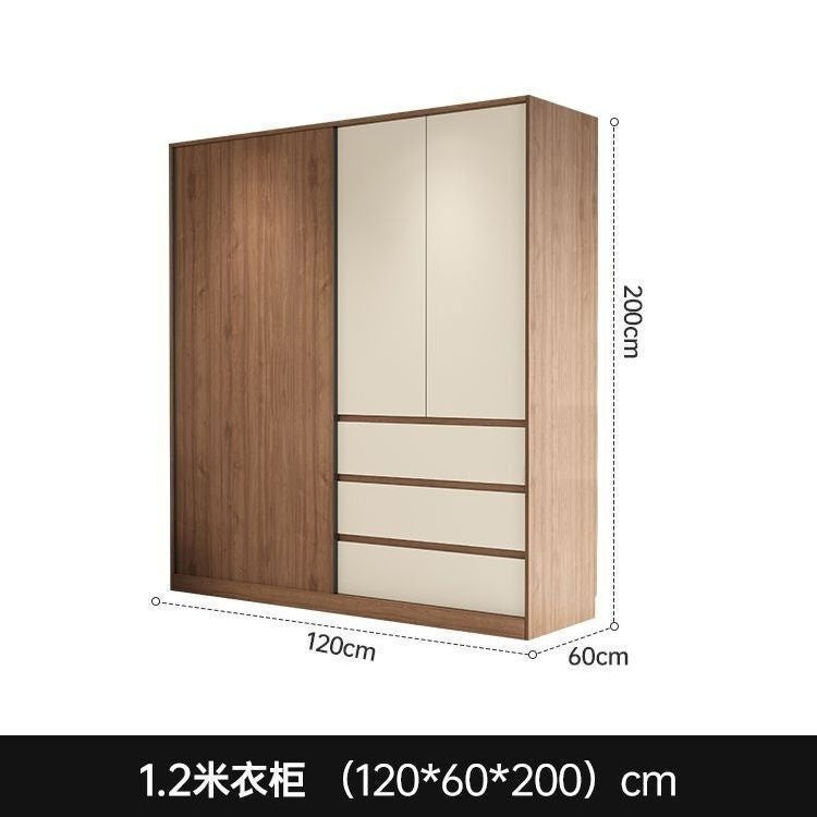 Solid Wood Sliding Bedroom Nordic Home Wind Moving Door Wardrobe Storage Cabinet