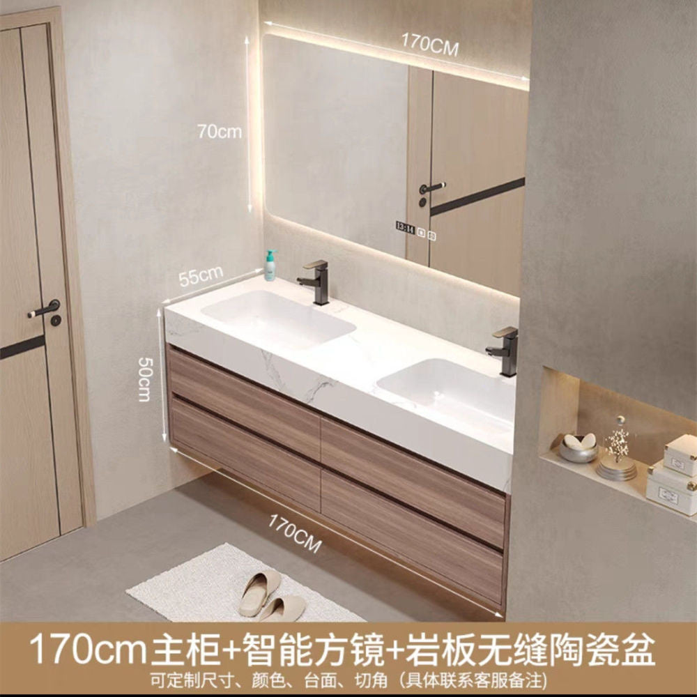 QW- High-quality storage made of real wood for smart mirror cabinet in the bathroom, bathroom sink.